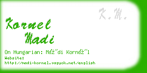 kornel madi business card